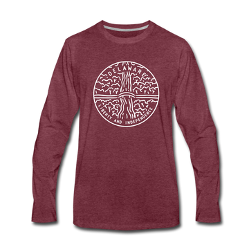 Delaware Long Sleeve T-Shirt - State Design Unisex Delaware Long Sleeve Shirt - heather burgundy
