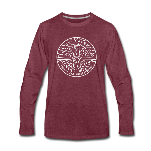 Delaware Long Sleeve T-Shirt - State Design Unisex Delaware Long Sleeve Shirt - heather burgundy