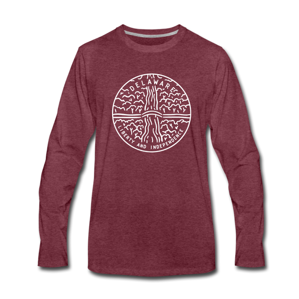 Delaware Long Sleeve T-Shirt - State Design Unisex Delaware Long Sleeve Shirt - heather burgundy