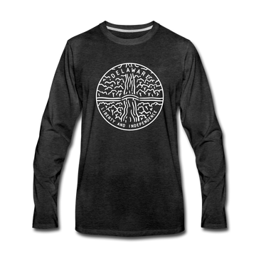 Delaware Long Sleeve T-Shirt - State Design Unisex Delaware Long Sleeve Shirt - charcoal gray