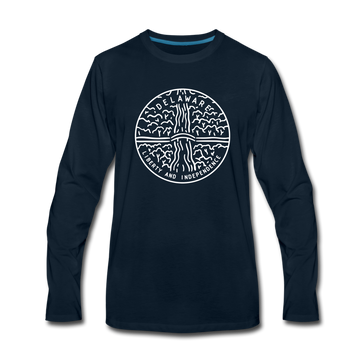 Delaware Long Sleeve T-Shirt - State Design Unisex Delaware Long Sleeve Shirt - deep navy
