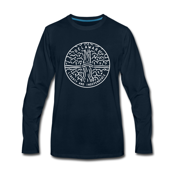Delaware Long Sleeve T-Shirt - State Design Unisex Delaware Long Sleeve Shirt - deep navy