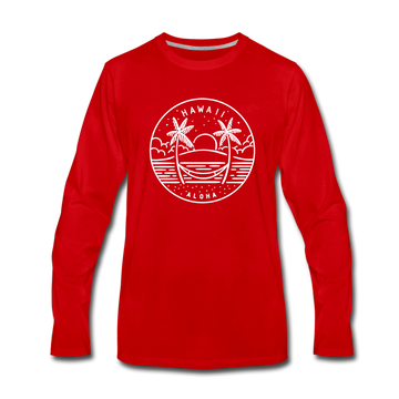 Hawaii Long Sleeve T-Shirt - State Design Unisex Hawaii Long Sleeve Shirt - red