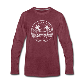 Hawaii Long Sleeve T-Shirt - State Design Unisex Hawaii Long Sleeve Shirt - heather burgundy