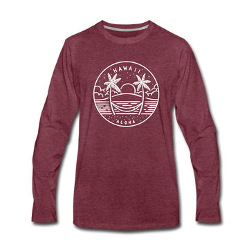 Hawaii Long Sleeve T-Shirt - State Design Unisex Hawaii Long Sleeve Shirt - heather burgundy