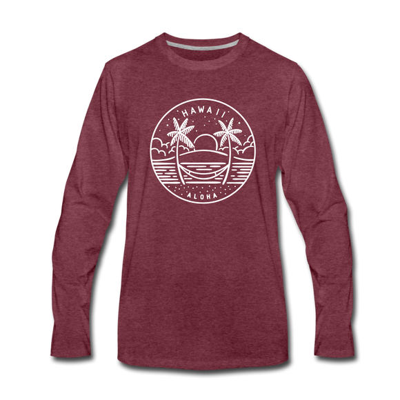 Hawaii Long Sleeve T-Shirt - State Design Unisex Hawaii Long Sleeve Shirt - heather burgundy