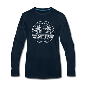 Hawaii Long Sleeve T-Shirt - State Design Unisex Hawaii Long Sleeve Shirt - deep navy