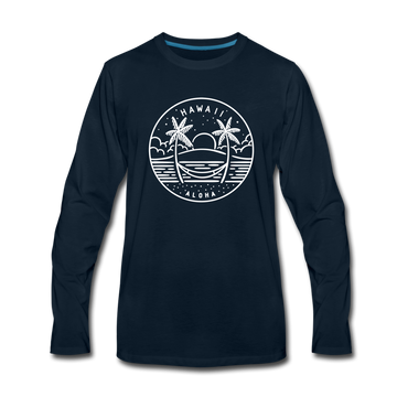 Hawaii Long Sleeve T-Shirt - State Design Unisex Hawaii Long Sleeve Shirt - deep navy