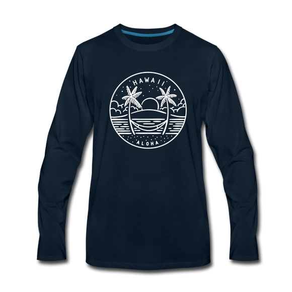 Hawaii Long Sleeve T-Shirt - State Design Unisex Hawaii Long Sleeve Shirt - deep navy