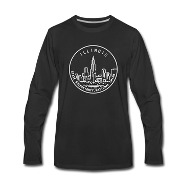Illinois Long Sleeve T-Shirt - State Design Unisex Illinois Long Sleeve Shirt - black