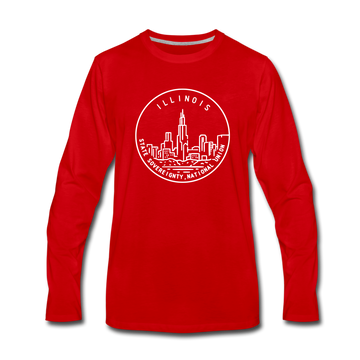 Illinois Long Sleeve T-Shirt - State Design Unisex Illinois Long Sleeve Shirt - red