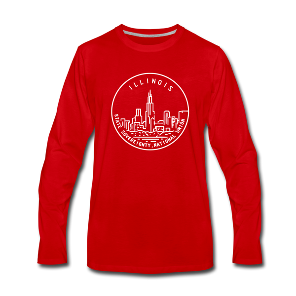 Illinois Long Sleeve T-Shirt - State Design Unisex Illinois Long Sleeve Shirt - red