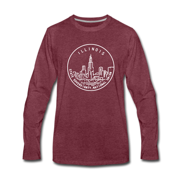 Illinois Long Sleeve T-Shirt - State Design Unisex Illinois Long Sleeve Shirt - heather burgundy