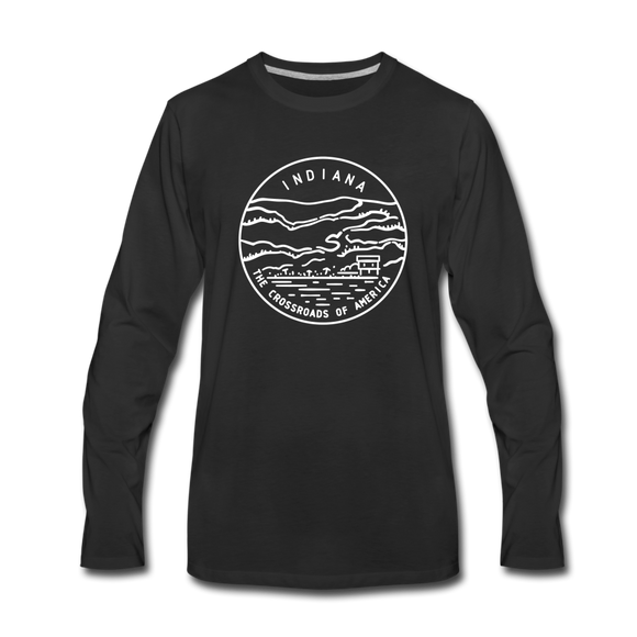 Indiana Long Sleeve T-Shirt - State Design Unisex Indiana Long Sleeve Shirt - black