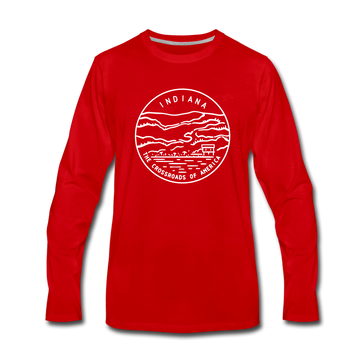 Indiana Long Sleeve T-Shirt - State Design Unisex Indiana Long Sleeve Shirt - red