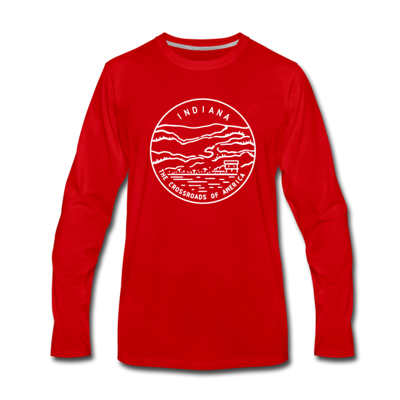 Indiana Long Sleeve T-Shirt - State Design Unisex Indiana Long Sleeve Shirt - red