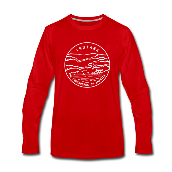 Indiana Long Sleeve T-Shirt - State Design Unisex Indiana Long Sleeve Shirt - red