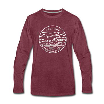 Indiana Long Sleeve T-Shirt - State Design Unisex Indiana Long Sleeve Shirt - heather burgundy