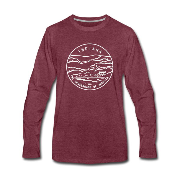 Indiana Long Sleeve T-Shirt - State Design Unisex Indiana Long Sleeve Shirt - heather burgundy
