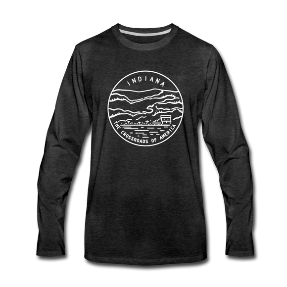 Indiana Long Sleeve T-Shirt - State Design Unisex Indiana Long Sleeve Shirt - charcoal gray