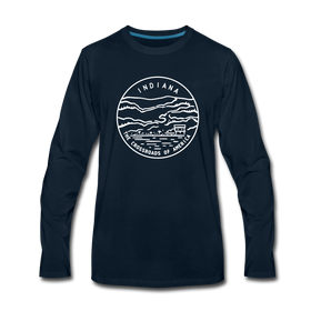 Indiana Long Sleeve T-Shirt - State Design Unisex Indiana Long Sleeve Shirt - deep navy
