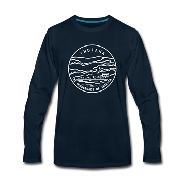 Indiana Long Sleeve T-Shirt - State Design Unisex Indiana Long Sleeve Shirt - deep navy