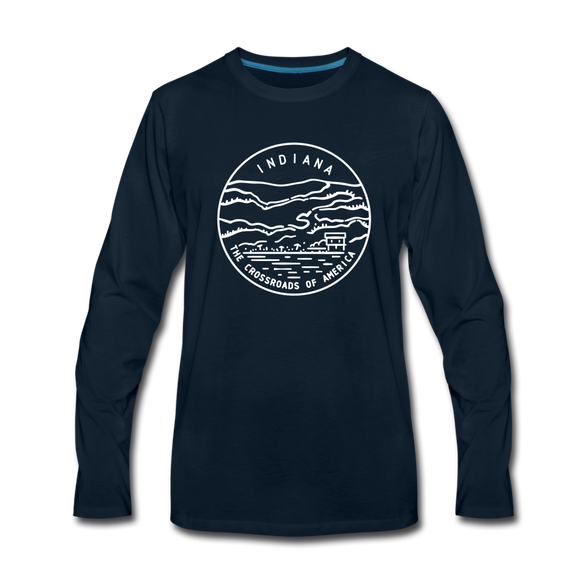 Indiana Long Sleeve T-Shirt - State Design Unisex Indiana Long Sleeve Shirt - deep navy