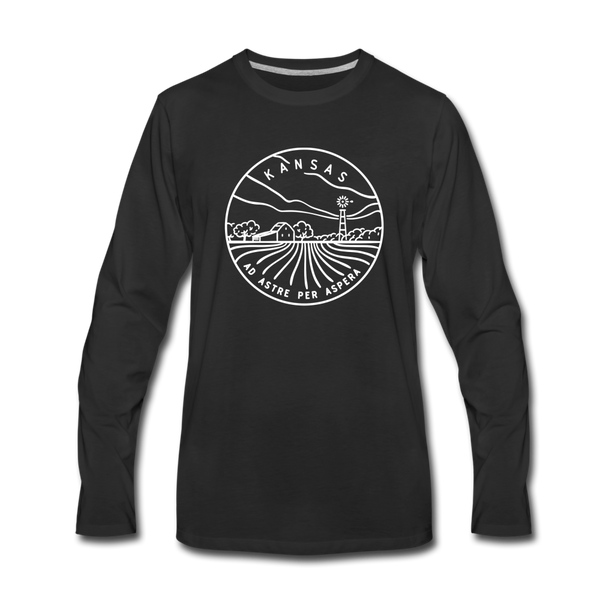 Kansas Long Sleeve T-Shirt - State Design Unisex Kansas Long Sleeve Shirt - black