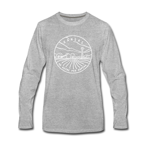 Kansas Long Sleeve T-Shirt - State Design Unisex Kansas Long Sleeve Shirt - heather gray