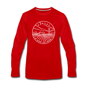 Kansas Long Sleeve T-Shirt - State Design Unisex Kansas Long Sleeve Shirt - red