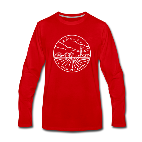 Kansas Long Sleeve T-Shirt - State Design Unisex Kansas Long Sleeve Shirt - red