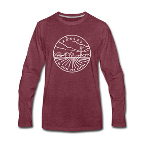 Kansas Long Sleeve T-Shirt - State Design Unisex Kansas Long Sleeve Shirt - heather burgundy