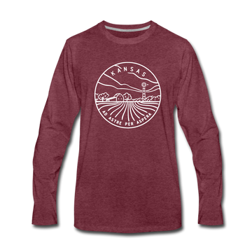 Kansas Long Sleeve T-Shirt - State Design Unisex Kansas Long Sleeve Shirt - heather burgundy