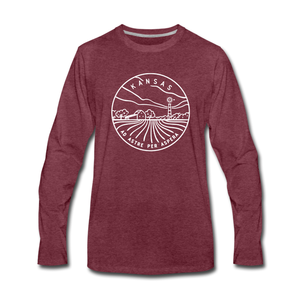 Kansas Long Sleeve T-Shirt - State Design Unisex Kansas Long Sleeve Shirt - heather burgundy