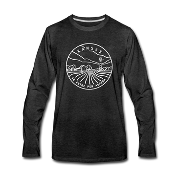 Kansas Long Sleeve T-Shirt - State Design Unisex Kansas Long Sleeve Shirt - charcoal gray