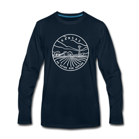 Kansas Long Sleeve T-Shirt - State Design Unisex Kansas Long Sleeve Shirt - deep navy