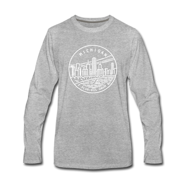 Michigan Long Sleeve T-Shirt - State Design Unisex Michigan Long Sleeve Shirt - heather gray