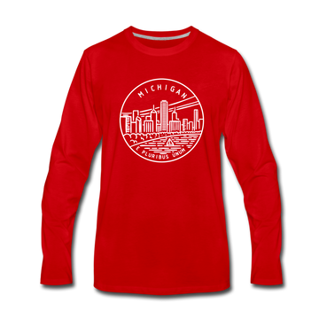 Michigan Long Sleeve T-Shirt - State Design Unisex Michigan Long Sleeve Shirt - red
