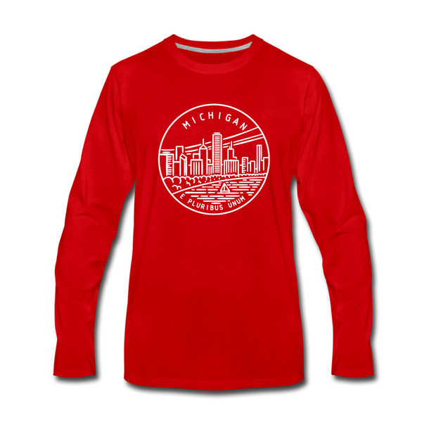 Michigan Long Sleeve T-Shirt - State Design Unisex Michigan Long Sleeve Shirt - red