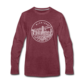 Michigan Long Sleeve T-Shirt - State Design Unisex Michigan Long Sleeve Shirt - heather burgundy