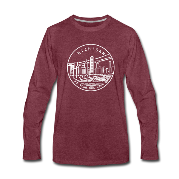 Michigan Long Sleeve T-Shirt - State Design Unisex Michigan Long Sleeve Shirt - heather burgundy