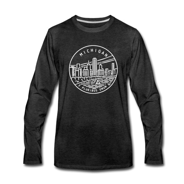 Michigan Long Sleeve T-Shirt - State Design Unisex Michigan Long Sleeve Shirt - charcoal gray