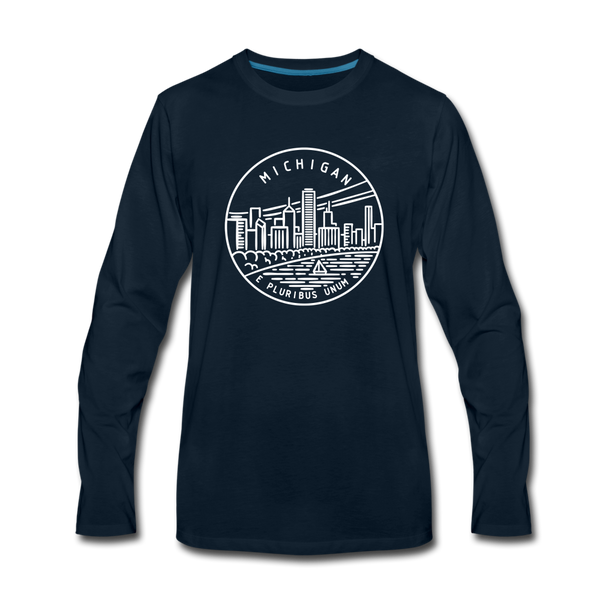 Michigan Long Sleeve T-Shirt - State Design Unisex Michigan Long Sleeve Shirt - deep navy