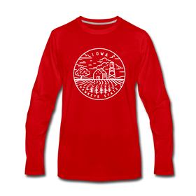Iowa Long Sleeve T-Shirt - State Design Unisex Iowa Long Sleeve Shirt - red
