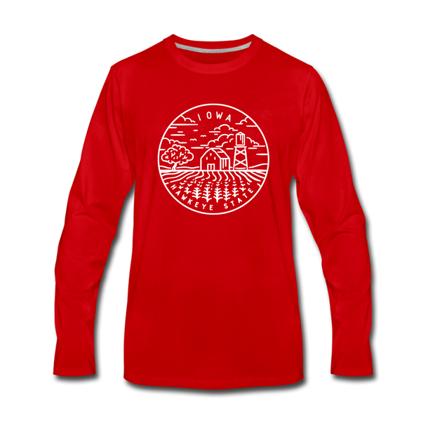 Iowa Long Sleeve T-Shirt - State Design Unisex Iowa Long Sleeve Shirt - red