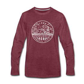 Iowa Long Sleeve T-Shirt - State Design Unisex Iowa Long Sleeve Shirt - heather burgundy