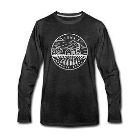 Iowa Long Sleeve T-Shirt - State Design Unisex Iowa Long Sleeve Shirt - charcoal gray