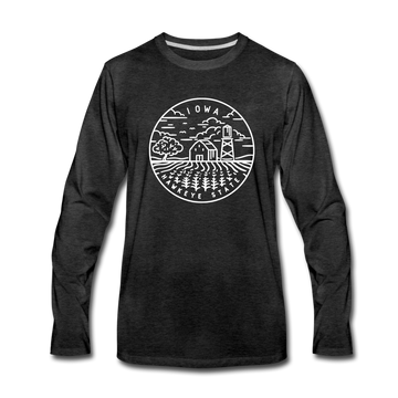 Iowa Long Sleeve T-Shirt - State Design Unisex Iowa Long Sleeve Shirt - charcoal gray
