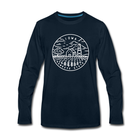 Iowa Long Sleeve T-Shirt - State Design Unisex Iowa Long Sleeve Shirt - deep navy