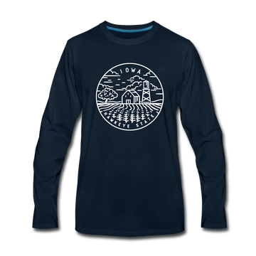 Iowa Long Sleeve T-Shirt - State Design Unisex Iowa Long Sleeve Shirt - deep navy
